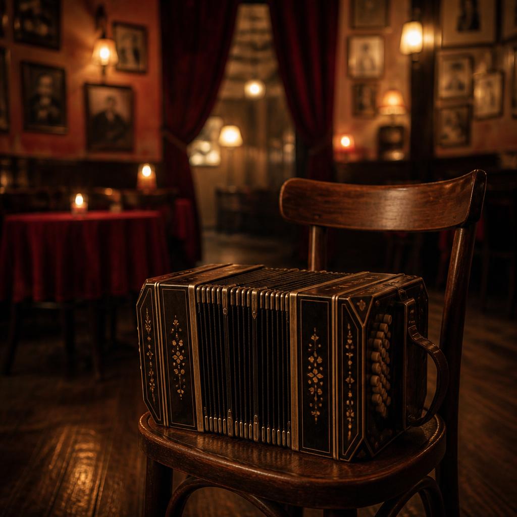 Bandoneón in una sala da tango a Buenos Aires